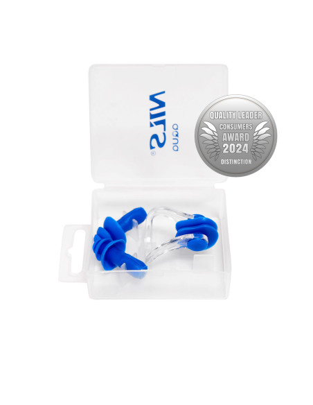 BLAU SCHWIMM-SET SILIKON OHRSTÖPSEL UND NASENKLAMMER NILS AQUA