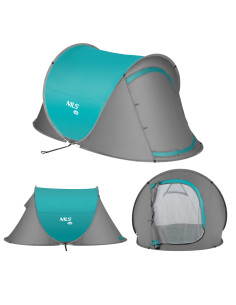 CAMPINGZELT SELBSTAUFBAUEND TÜRKISFARBIG NILS CAMP 2