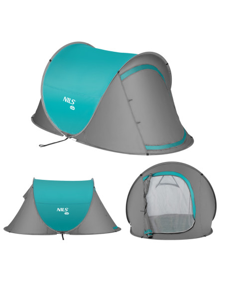 CAMPINGZELT SELBSTAUFBAUEND TÜRKISFARBIG NILS CAMP