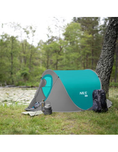 CAMPINGZELT SELBSTAUFBAUEND TÜRKISFARBIG NILS CAMP