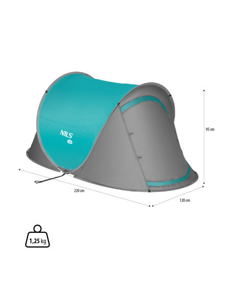 CAMPINGZELT SELBSTAUFBAUEND TÜRKISFARBIG NILS CAMP