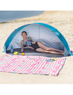 STRANDZELT SELBSTAUFBAUEND TÜRKISFARBIG-GRAU BODEN NILS CAMP