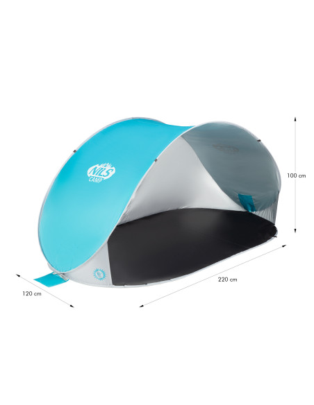 STRANDZELT SELBSTAUFBAUEND TÜRKISFARBIG-GRAU BODEN NILS CAMP