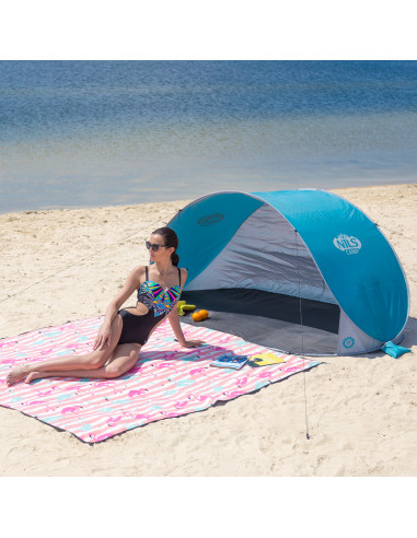 STRANDZELT SELBSTAUFBAUEND TÜRKISFARBIG-GRAU BODEN NILS CAMP