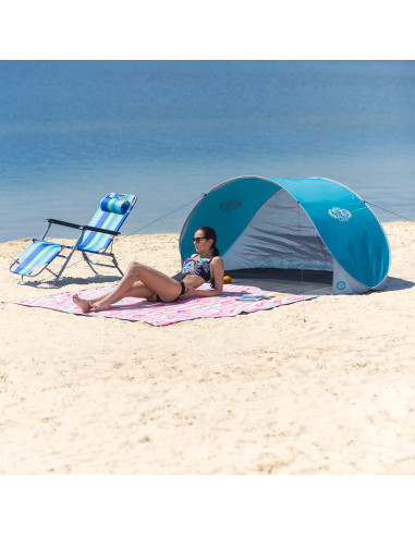 STRANDZELT SELBSTAUFBAUEND TÜRKISFARBIG-GRAU BODEN NILS CAMP