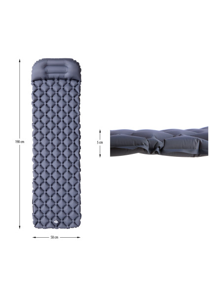 GRAU TOURISTISCHE MATTE MIT DER LUFTPUMPE NILS CAMP