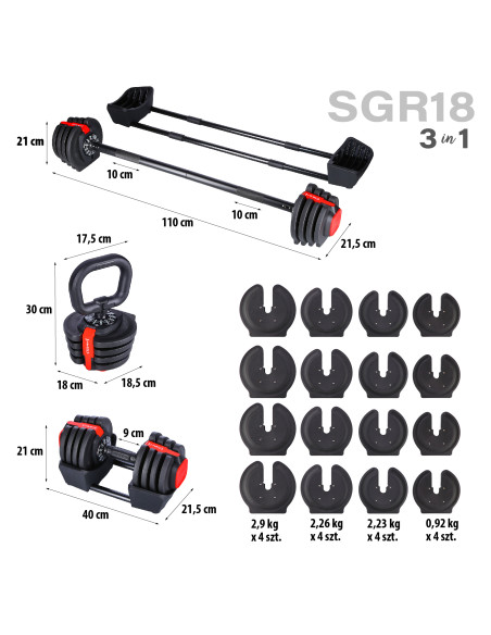 PRO SET 3-IN-1 SET MIT GEWICHTEN 20KG HMS