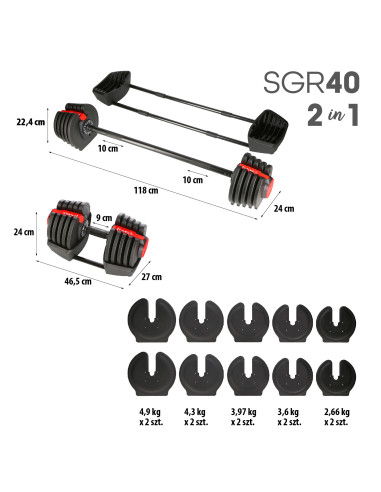 PRO SET 3-IN-1 SET MIT GEWICHTEN 40KG HMS