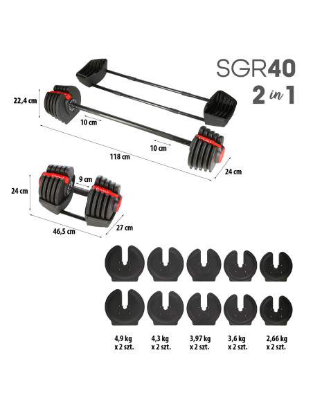 PRO SET 3-IN-1 SET MIT GEWICHTEN 40KG HMS