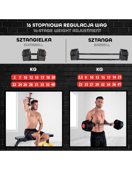 PRO SET 3-IN-1 SET MIT GEWICHTEN 40KG HMS