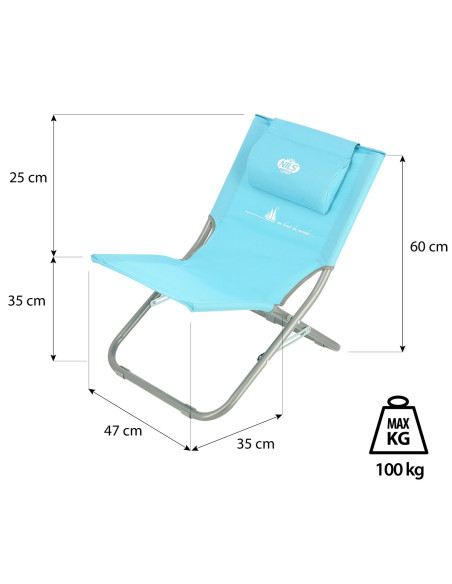 BLAU STRANDSTUHL MIT KISSEN NILS CAMP