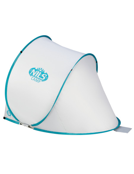 STRANDZELT SELBSTAUFBAUEND GRAU-TÜRKISFARBIG BODEN NILS CAMP