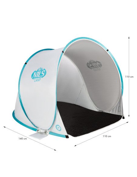 STRANDZELT SELBSTAUFBAUEND GRAU-TÜRKISFARBIG BODEN NILS CAMP