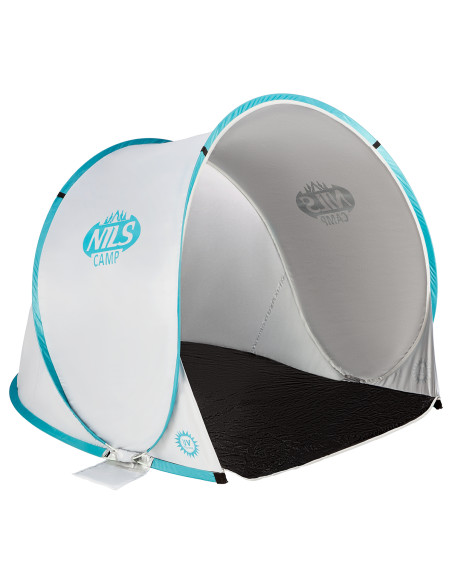 STRANDZELT SELBSTAUFBAUEND GRAU-TÜRKISFARBIG BODEN NILS CAMP