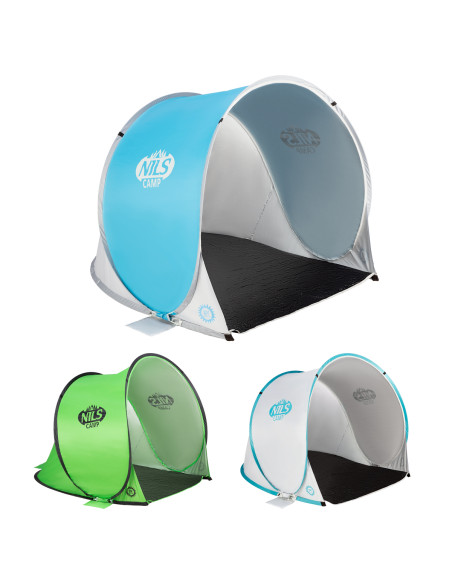 STRANDZELT SELBSTAUFBAUEND BLAU-GRAU BODEN NILS CAMP