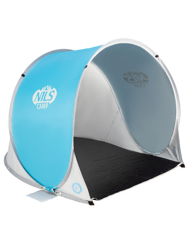 STRANDZELT SELBSTAUFBAUEND BLAU-GRAU BODEN NILS CAMP