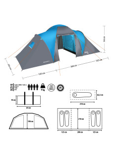 CAMPINGZELT BLAU-GRAU HIGHLAND IV NILS CAMP 2