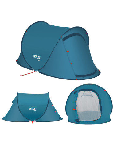 CAMPINGZELT SELBSTAUFBAUEND BLAU NILS CAMP