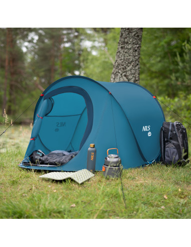 CAMPINGZELT SELBSTAUFBAUEND BLAU NILS CAMP