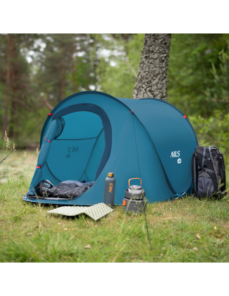 CAMPINGZELT SELBSTAUFBAUEND BLAU NILS CAMP