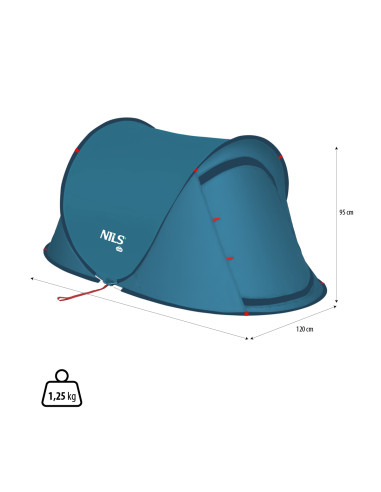 CAMPINGZELT SELBSTAUFBAUEND BLAU NILS CAMP