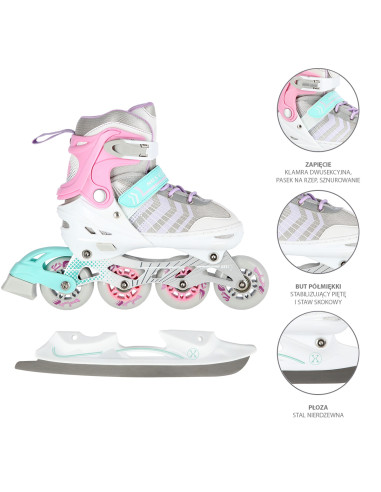 4-IN-1 ROSA GRÖßE M (34-38) INLINER MIT DER AUSTAUSCHBAREN EISHOCKEY-KUFE NILS EXTREME