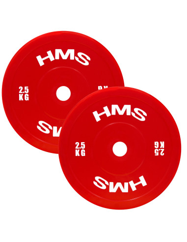 (2 X 2,5 KG) TECHNISCHE OLYMPISCHE GEWICHTSSCHEIBE PE ROT 2 X 2,5 KG HMS