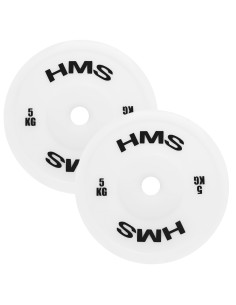 (2 X 5,0 KG) TECHNISCHE OLYMPISCHE GEWICHTSSCHEIBE PE WEISS 2 X 5,0 KG HMS 2