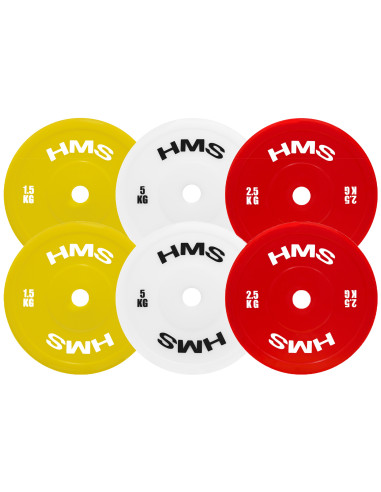 (2 X 5,0 KG) TECHNISCHE OLYMPISCHE GEWICHTSSCHEIBE PE WEISS 2 X 5,0 KG HMS