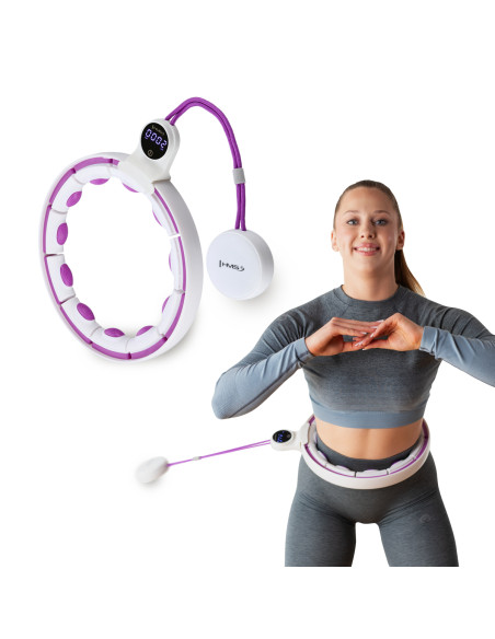 HULA HOOP WEISS/VIOLETT MIT MAGNETEN, GEWICHT UND ZÄHLER HMS