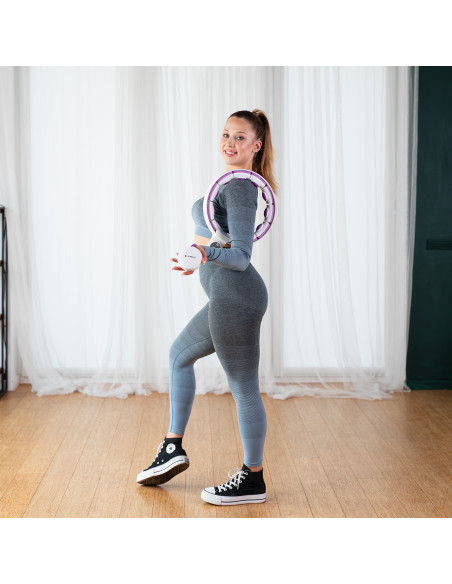 HULA HOOP WEISS/VIOLETT MIT MAGNETEN, GEWICHT UND ZÄHLER HMS