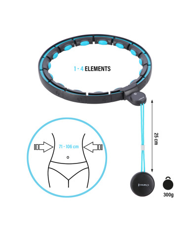 HULA HOOP SCHWARZ/TÜRKIS MIT MAGNETEN, GEWICHT UND ZÄHLER HMS