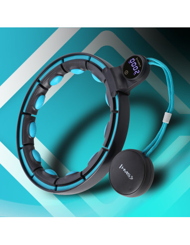 HULA HOOP SCHWARZ/TÜRKIS MIT MAGNETEN, GEWICHT UND ZÄHLER HMS