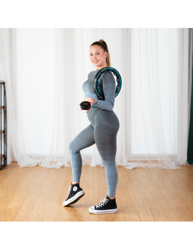 HULA HOOP SCHWARZ/TÜRKIS MIT MAGNETEN, GEWICHT UND ZÄHLER HMS