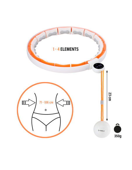 HOOP MAGNETISCH WHITE/ORANGE HHM21 MIT ZÄHLER HMS + SCHLANKGÜRTEL BR1313