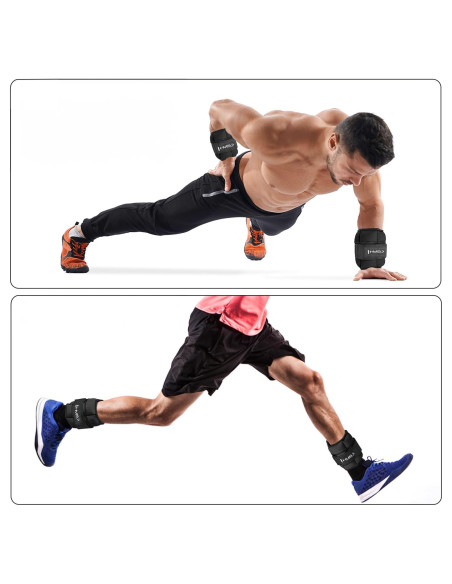 GEWICHTSMANSCHETTEN FÜR KNÖCHEL UND HANDGELENKE VERSTELLBAR 2 x 0,5 KG HMS