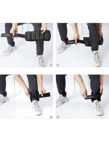 GEWICHTSMANSCHETTEN FÜR KNÖCHEL UND HANDGELENKE VERSTELLBAR 2 x 1,5 KG HMS