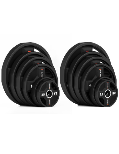 SET OLYMPISCHE POLYURETHANPLATTEN 2 x 2,5 - 25 KG CPU  - 155KG HMS