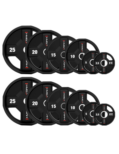 SET OLYMPISCHE POLYURETHANPLATTEN 2 x 2,5 - 25 KG CPU  - 155KG HMS