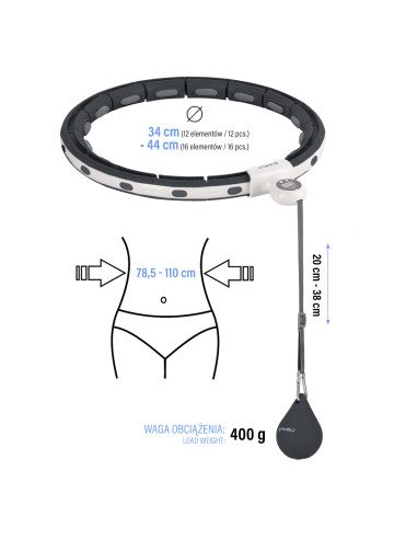 HULA HOOP SCHWARZ MIT MAGNET, GEWICHT UND ZÄHLER HMS