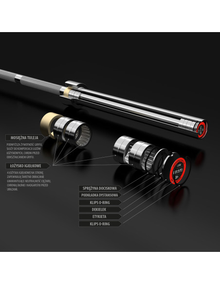 OLYMPISCHE LANGSTANGE 220 CM HMS MIT VERSCHLÜSSEN LOCK JAW BLACK