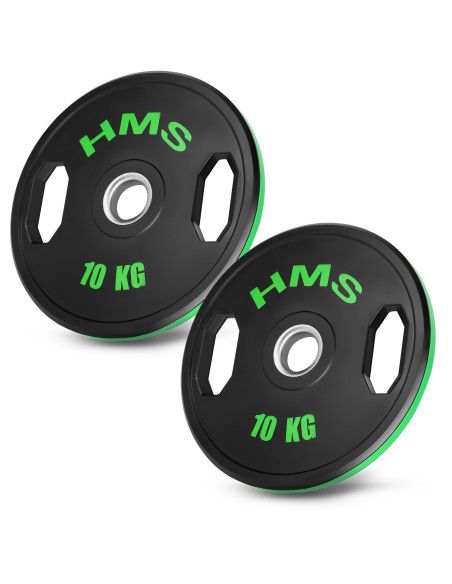 (2 X 10 KG) GUMMIERTE OLYMPISCHE GEWICHTSSCHEIBE 2 X 10 KG HMS