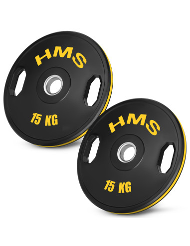 (2 X 15 KG) GUMMIERTE OLYMPISCHE GEWICHTSSCHEIBE 2 X 15 KG HMS