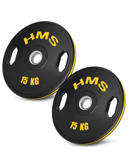 (2 X 15 KG) GUMMIERTE OLYMPISCHE GEWICHTSSCHEIBE 2 X 15 KG HMS