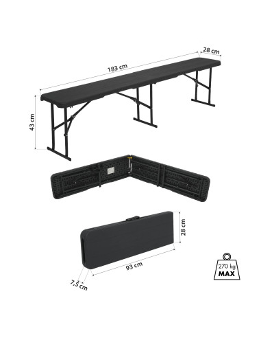 GARTENBANK ANTHRAZIT 183 CM – FALTBANK NILS CAMP