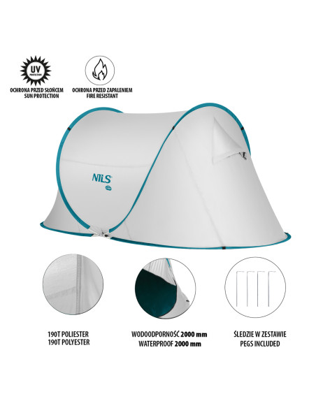 CAMPINGZELT SELBSTAUFBAUEND GRAU NILS CAMP