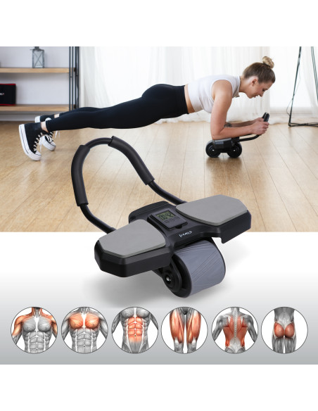 BLACK AUTOMATISCHES ABS-ROLLE MIT STÜTZE FÜR BAUCHMUSKELTRAINING HMS