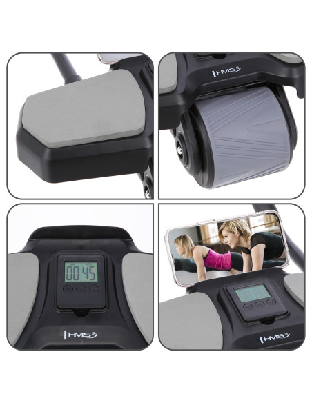 BLACK AUTOMATISCHES ABS-ROLLE MIT STÜTZE FÜR BAUCHMUSKELTRAINING HMS