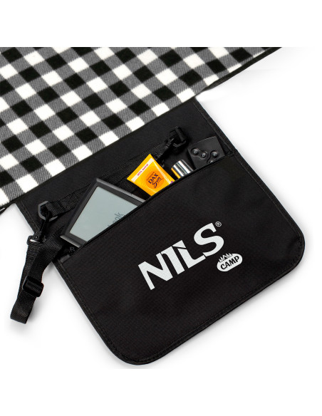 PICKNICKDECKE SCHWARZ-WEIß 200×200 CM PE + ALU NILS CAMP