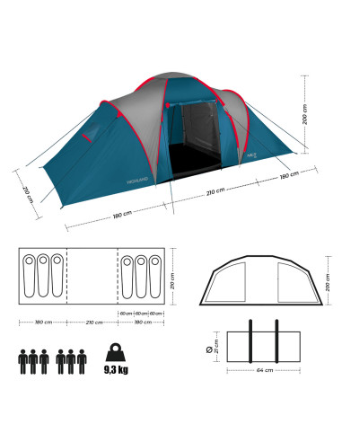 CAMPINGZELT BLAU-HELLGRAU HIGHLAND NILS CAMP